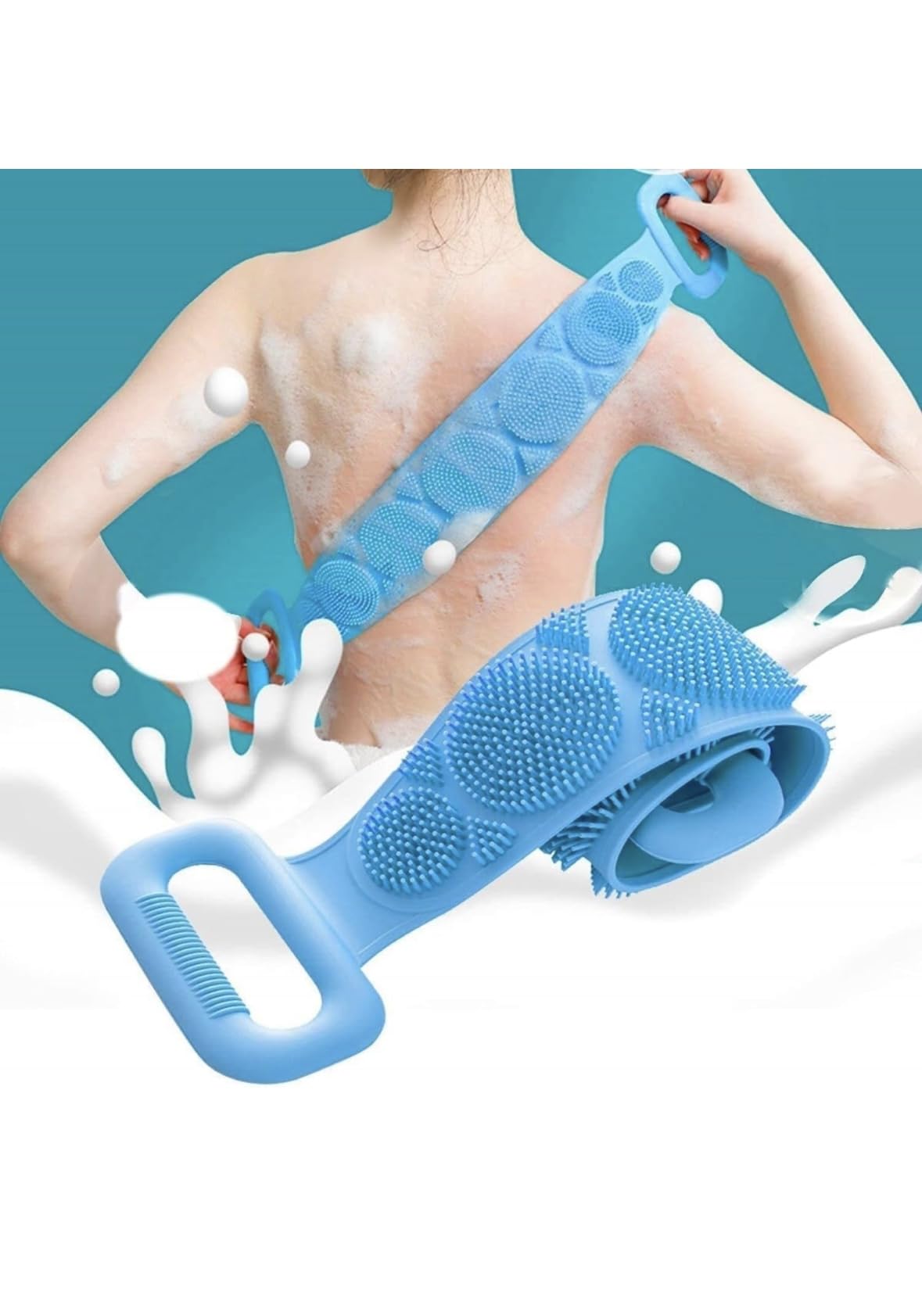 BT Body Back Scrubber Bath Brush Washer For Dead Skin Removal Men, Women belt for Bathroom Backside Cleaning (ASSORTED COLOR)-image-23