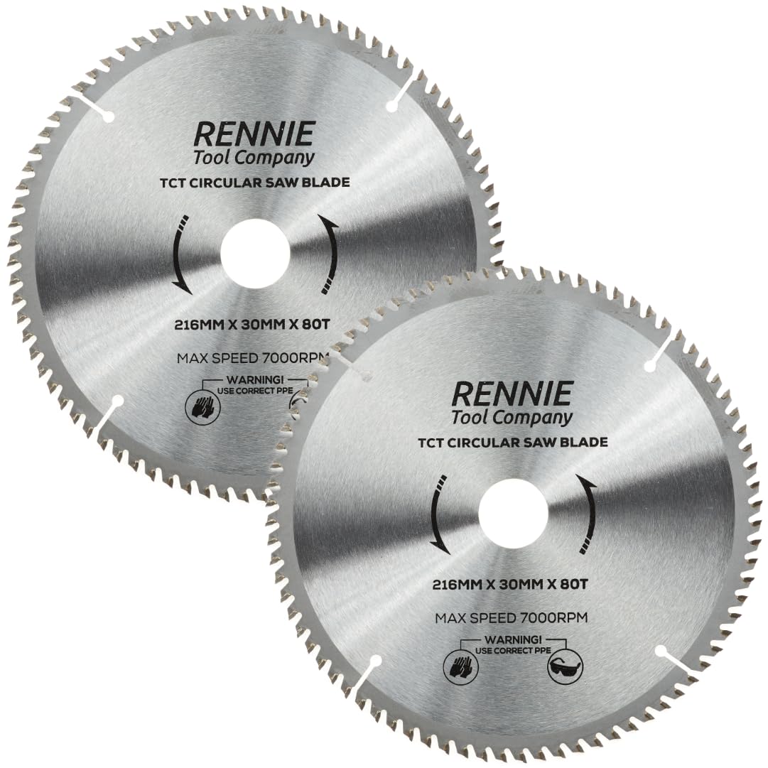 Confezione da 2) 216 mm x 30 mm foro x 80 T TCT lame circolari per legno include anelli di riduzione 16 mm 20 mm e 25 mm