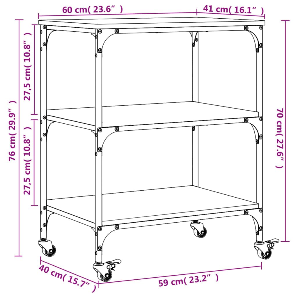 vidaXL Chariot de Cuisine Sonoma Gris 60x41x76 cm Bois d'ingénierie