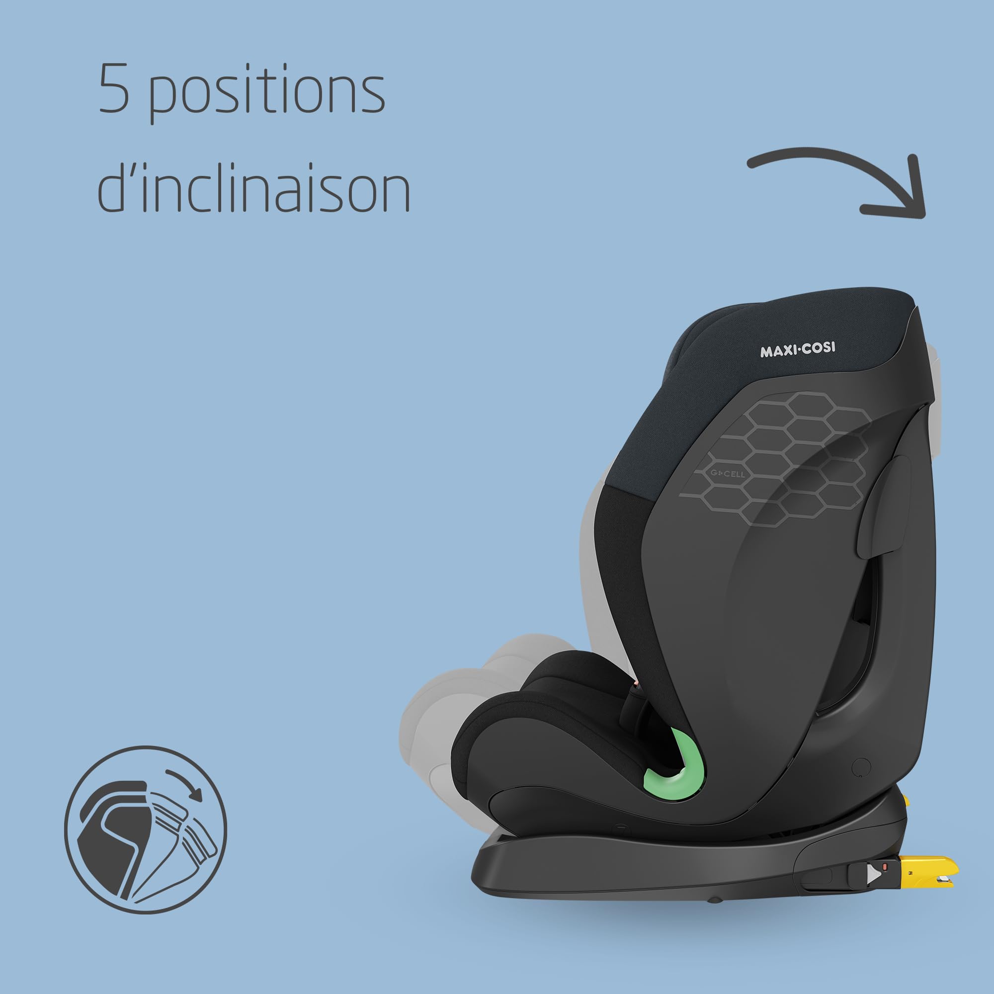 Maxi-Cosi Titan S i-Size, Rehausseur Voiture Enfant, 15 mois à 12 ans (76 à 150 cm), Siège‑auto ISOFIX, 5 Positions d'Inclinaison, Protection G-CELL, Harnais de Sécurité 5 Points, Tonal Black