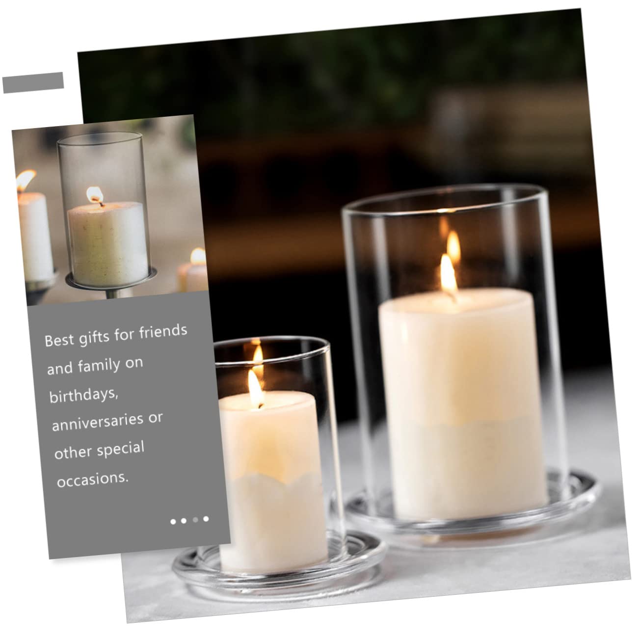 IMIKEYA Lot de 3 Bougeoirs Pilier en Verre Transparent en Verre Borosilicate, Abat-Jour Tube Simple et Coupe-Vent pour Bougies, pour Décoration Intérieure