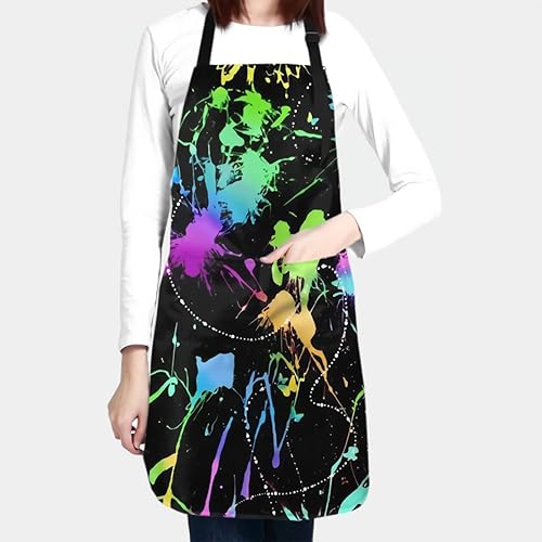 Miniatura 4 de Giwawa Delantal unisex para adultos, impermeable, resistente a las manchas, delantal de cocina con 2 bolsillos para BBQ, parrilla y pintura