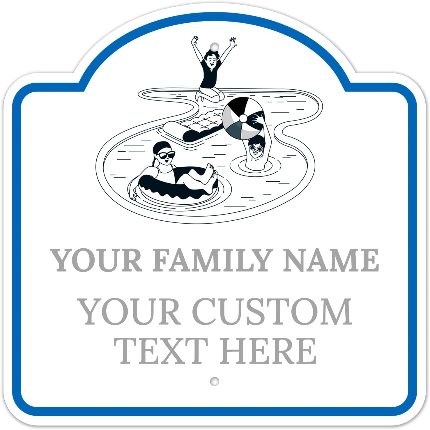 Custom Pool Sign Personalized Swimming Pool Decor Sign with Graphic, 18x18 Inches, ACM, Fade Resistant, Made in USA