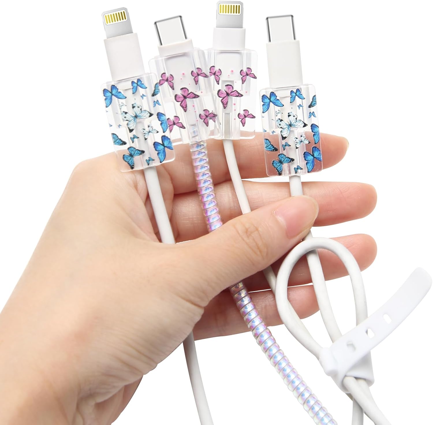 Hoedia Butterfly Cable Protector for iPhone Charger, 4 Pcs