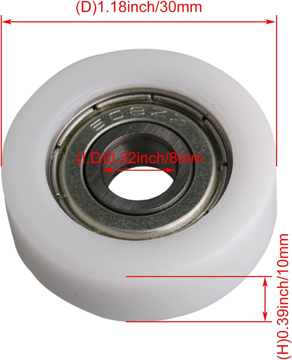 BQLZR 30MM OD 608ZZ Bearing Flat Groove Ball Bearing Guide Pulley Wheels Roller 93KG Load Bearing Furniture Pulley Pack of 4 - Image 5