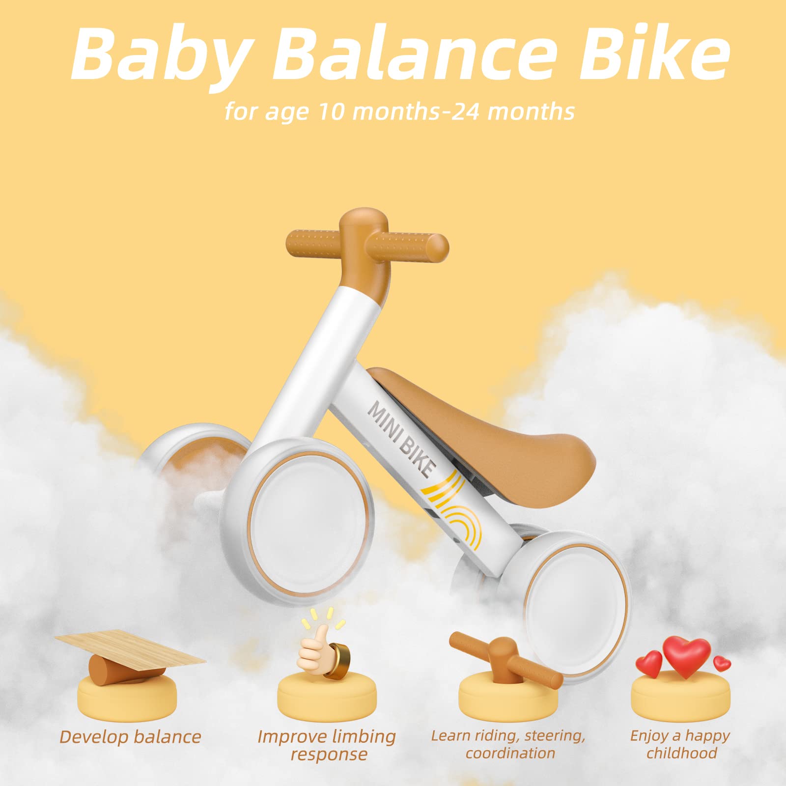 KORIMEFA Bicicletta Senza Pedali per 1 Anni Bicicletta Equilibrio per Bambini 12-24 Mesi Baby Walkers Regalo per ragazzi e ragazze Giochi Bambini Prima Bici Regalo
