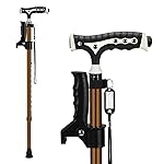 Hold 440 Lbs Walking Cane for Men & Women Aluminum Alloy Lightweight Height Adjustable Walking Stick Heavy Duty Foldbale Free Standing Cane with LED for Seniors Adults Black