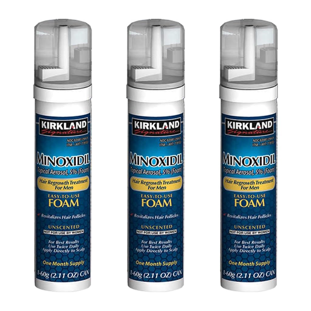 KirklandSignature Hair Regrowth Treatment Minoxidil Foam for Men 3 month Supply : Beauty & Personal Care