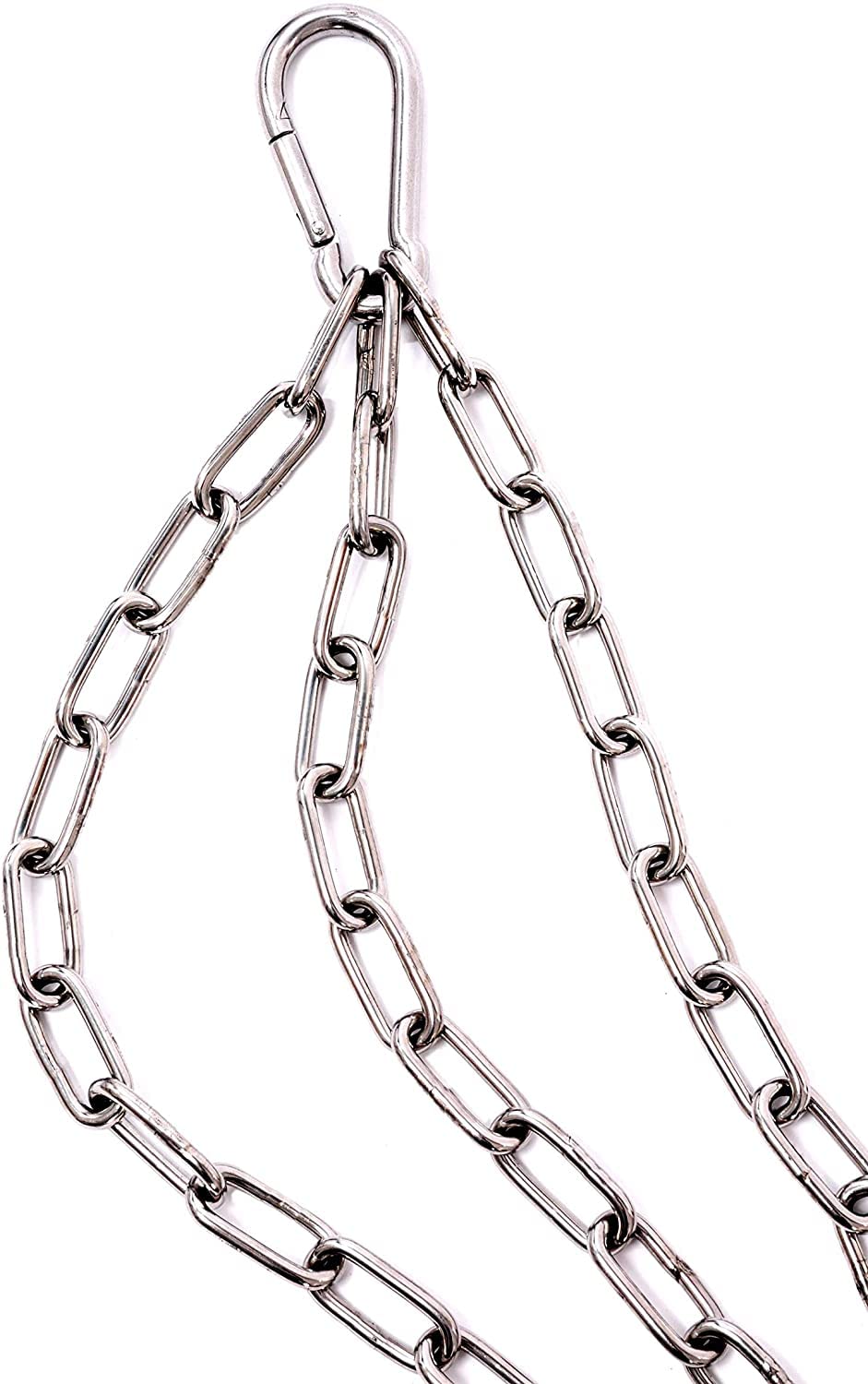 Masssiver Kettensatz Kette 100 cm lang mit 4 Karabinerhaken für Grillrost aus Edelstahl rostfrei für Grill rund Dreibein und Schwenkgrill