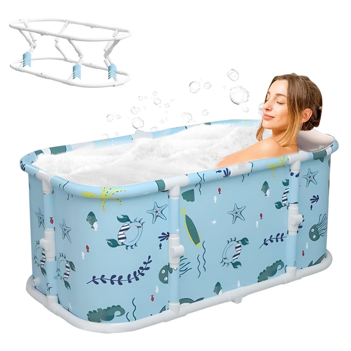 AHILAX Tina Plegable Portátil para Adultos, Bañera Grande de