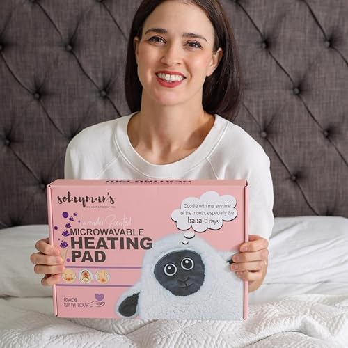 Miniatura 9 de Solayman's® Almohadilla térmica con peso para microondas - Oveja acogedora - Bonita almohadilla térmica para calambres menstruales y alivio del