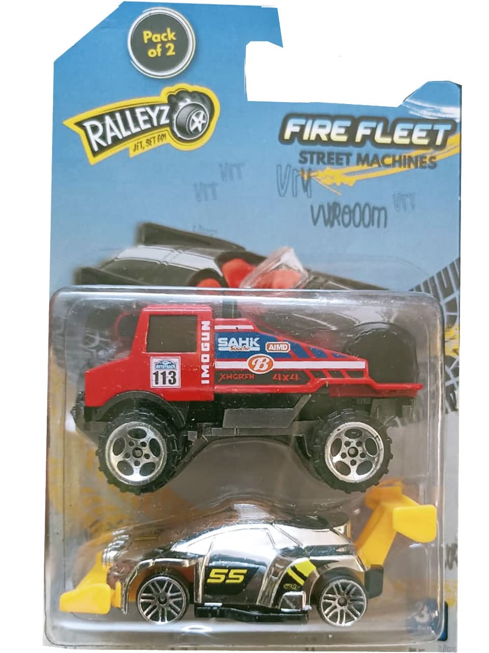 Fire Fleet Street Machines Wroom 2 Car Pack(Design & Color May Vary)