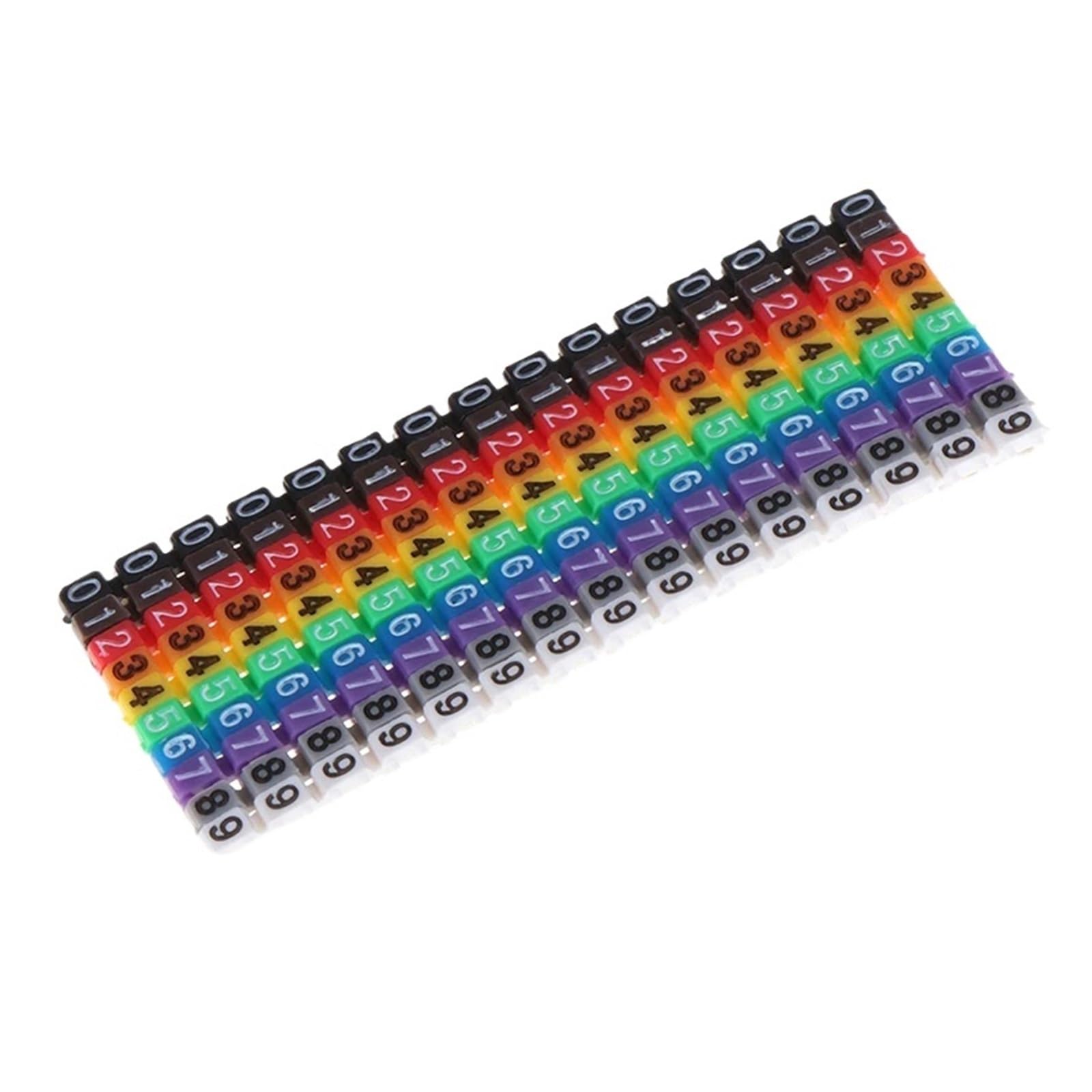 Wdsbznb Color 01 Cable Tags Cable Markers Colourful C-Type Marker Number Tag Label For Wire 1.5/2.5/4/ 6Mm²(Color 01)