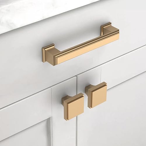 Miniatura 2 de Asidrama Paquete de 20 manijas de gabinete de cocina de bronce champán de 3.75 pulgadas (3.780 in), tiradores de gabinete de latón cepillado,