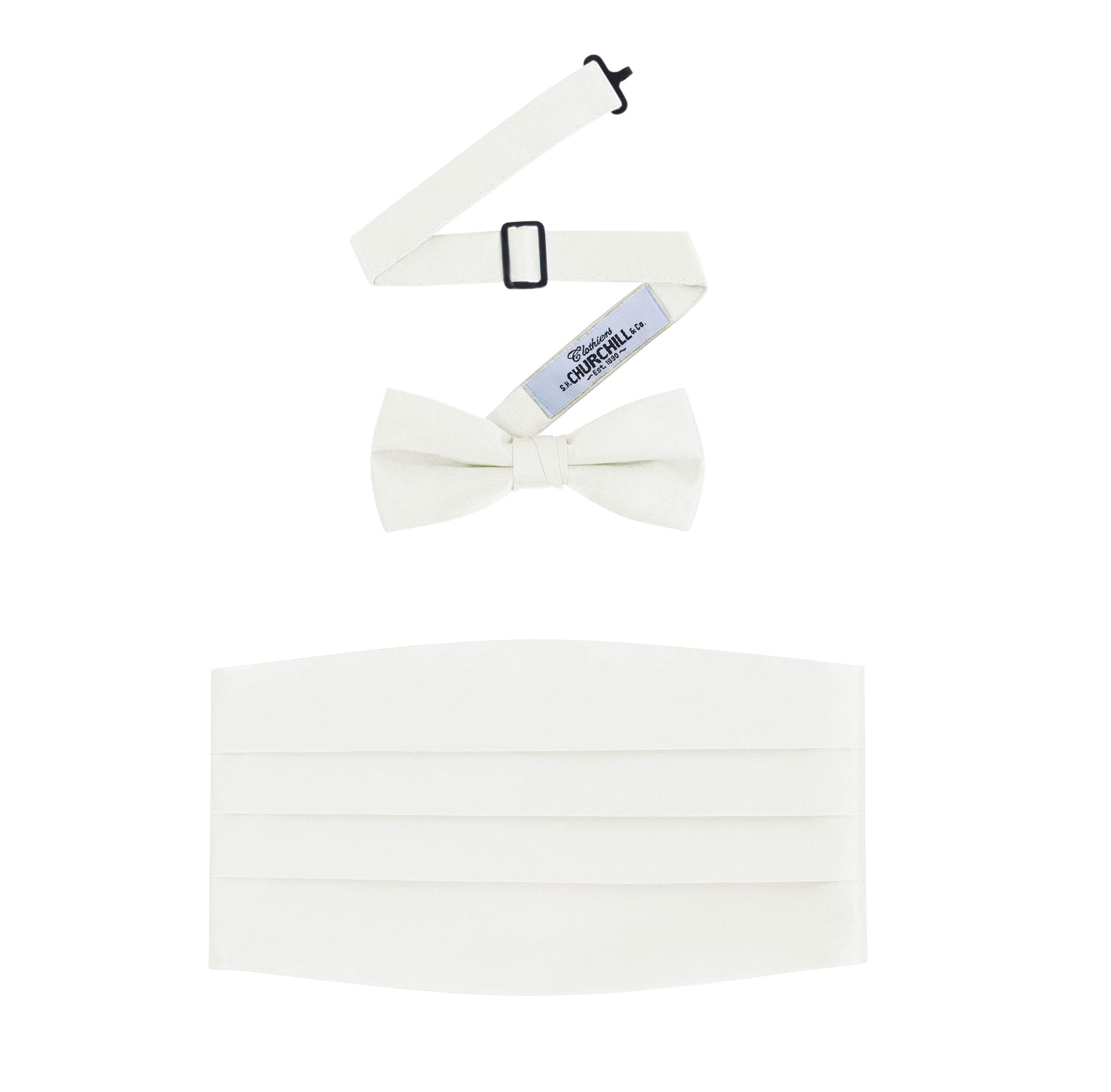Men's Formal Satin Bowtie and Cummerbund Set - Ivory-image-20