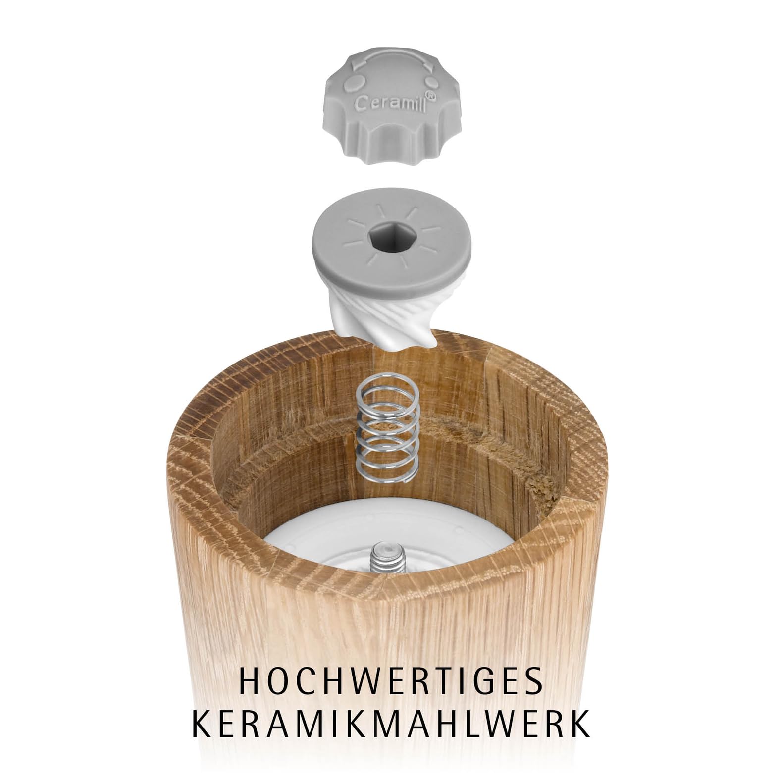 WMF Ceramill Nature Salz und Pfeffermühle Set 2-teilig, Gewürzmühle holz, unbefüllt, für Salz, Pfeffer, Chilli, Salzmühle, Pfeffermühle Holz, Grinder, Keramikmahlwerk