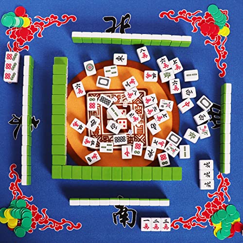 Gustaria Chinese Mahjong Set, X-Large 1.6" Durable Melamine Mahjong Tiles (Green), Professional Complete Mah Jongg Set Carrying Case, English Instruction Included (Mahjongg, Majong, Majiang) #TOP7
