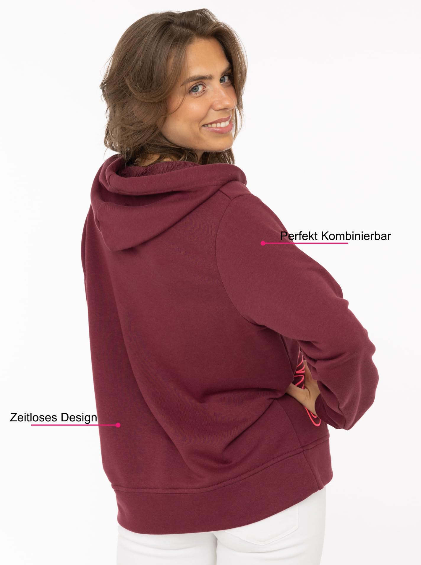 Zwillingsherz Damen Hoodie mit Kapuze – Kuscheliger Oversize Kapuzenpullover – Weicher Sweatshirt Pullover für Frauen Aufdruck – Stylischer Look für Frühling, Herbst & Winter – Loungewear V-Neck Neon