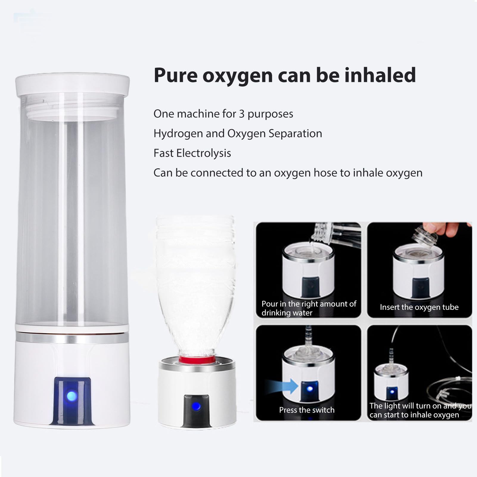 Ionizzatore Idrogeno Portatile 300 Ml 3000ppb Bottiglia di Idrogeno per Casa e Viaggi, Migliorando la Salute e il Benessere