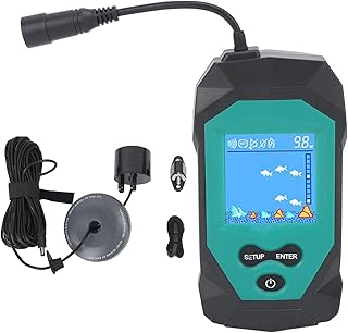 Tragbarer Fischfinder, Fisch-Ortungsgerät, Farbdisplay, 2-Zoll-Bildschirm, 100 m Tiefenerkennung, Wassertemperatur, Luftdruck, Fischgröße, Bodenstruktur für Tag- und