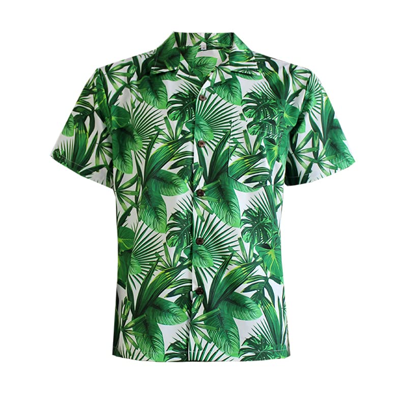 Palmwave Mens Hawaiian Aloha Shirt, Short Sleeves Button Down Beach Clothing, Big Mens Shirt, Floral Casual Shirt