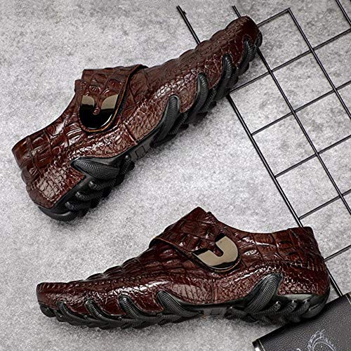 Rui Landed Low Top Octopus Sole Premium Genuine Leather Loafer Shoes for Men Boat Moccasins Slip On Style Hook&Loop Strap Round Toe (Color : Coffee, Size : 12 M US)4