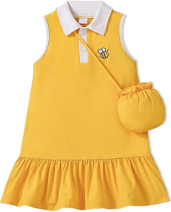 Doresbebe Toddle Girls Dresses Little Kid Sundresses Size 2-8 Years Spring Outfits Summer Clothes Sport Playwear Dress+Bag