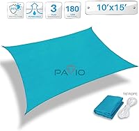 Vista 2 de Patio Paradise - Toldo rectangular tipo vela de 10 x 15 pies, color turquesa, resistente a los rayos UV, de grado comercial resistente, para Patio