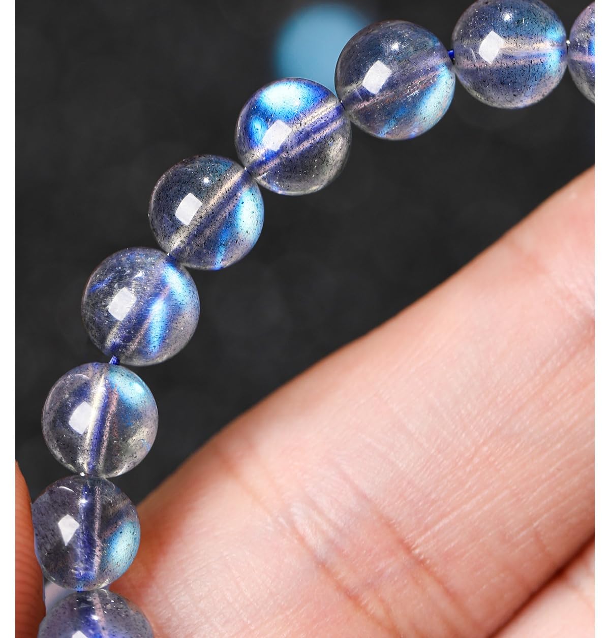 Bracelet Lithothérapie Bracelet En Cristal De Pierre De Lune Bleue De Différentes Tailles