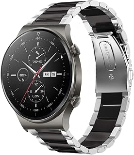 سوار من ال في بو متوافق مع ساعة هواوي جي تي 2 برو، سوار ساعة كلاسيكي من الستانلس ستيل لساعة هواوي جي تي 2 برو الذكية