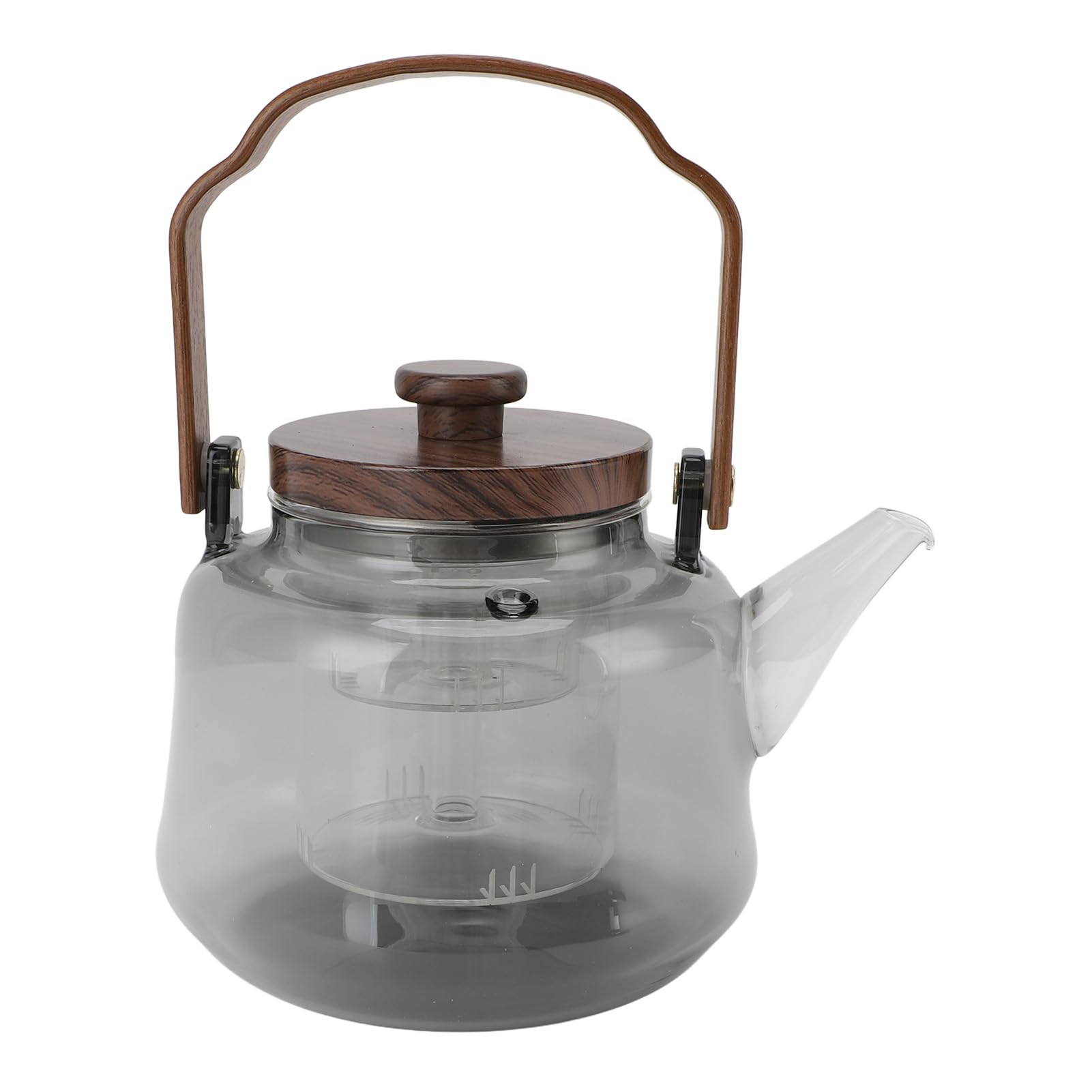 CHICIRIS Tetera de Vidrio con Infusor Extraíble, de Vidrio de Borosilicato Resistente Al Calor, Apta para Cocinas Eléctricas y Vitrocerámicas, Capacidad de 1000 Ml, con Asa de Nogal y de