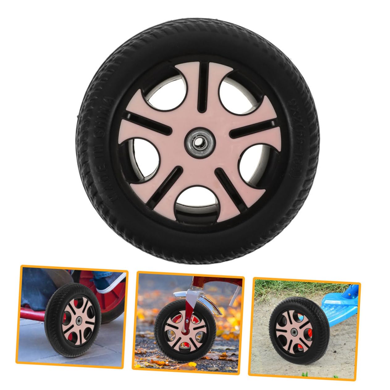 ifundom Ruote per Triciclo Bambini 2 Pezzi in Plastica Rosa Foro 0,8cm, Leggere e Facili da Installare, Adatte a Scooter e Biciclette per Ragazzi e Ragazze