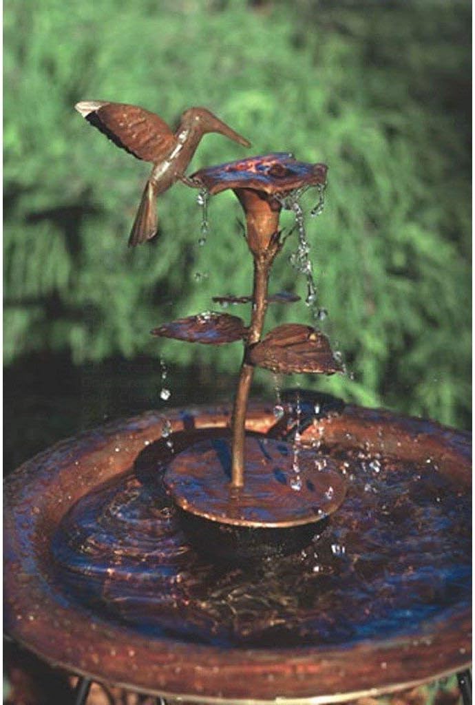 Ancient Graffiti Solid Copper Hummingbird Dripper Fountain