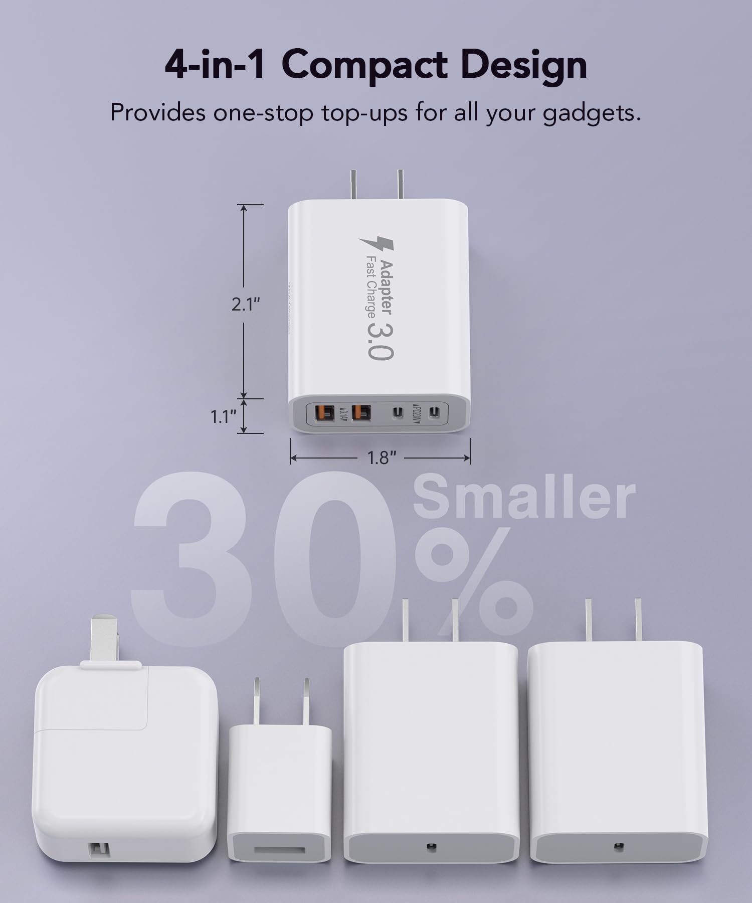 Blok ładowarki 40 W USB C, 2-pak 4-portowy typ C szybkie ładowanie podwójny adapter ścienny PD&QC kompatybilny z telefonem 15/15 Pro/ 15 Pro Max/14/13/12, pad, Air-pods, i-Watch, Samsung Galaxy