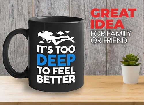 Miniatura 7 de Taza de café de buceo de 15 onzas, color negro, olvídate de todos los problemas, nadador de buceo, piscina, superficie de lago, linterna de oxígeno,