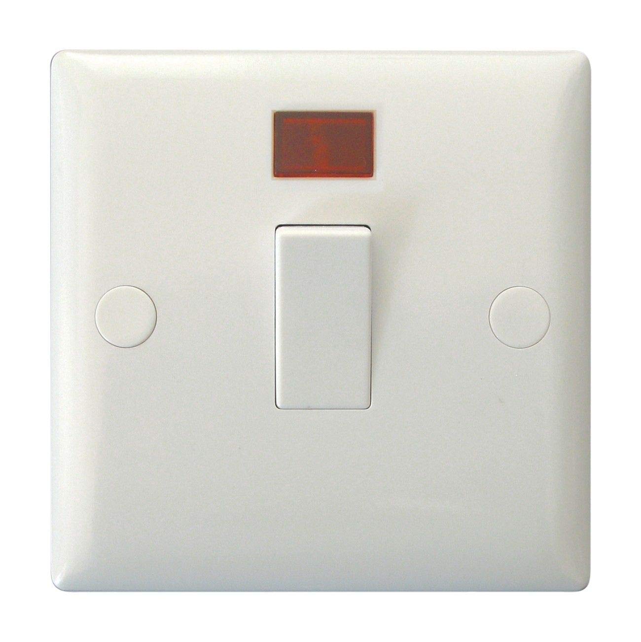 Varilight XO20NW Value Polar White 1 Gang 20A Double Pole Switch + Neon Indicator