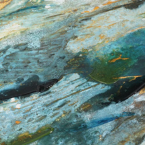 Sencillez Canvas Wall Art Abstract Regalite Turquoise Marble Mixed Colors Blue Teal Gold Foil Digital Art Modern Art Bohemian Colorful Multicolor Ultra For Living Room Bedroom Office (16X24 Inches) #TOP5