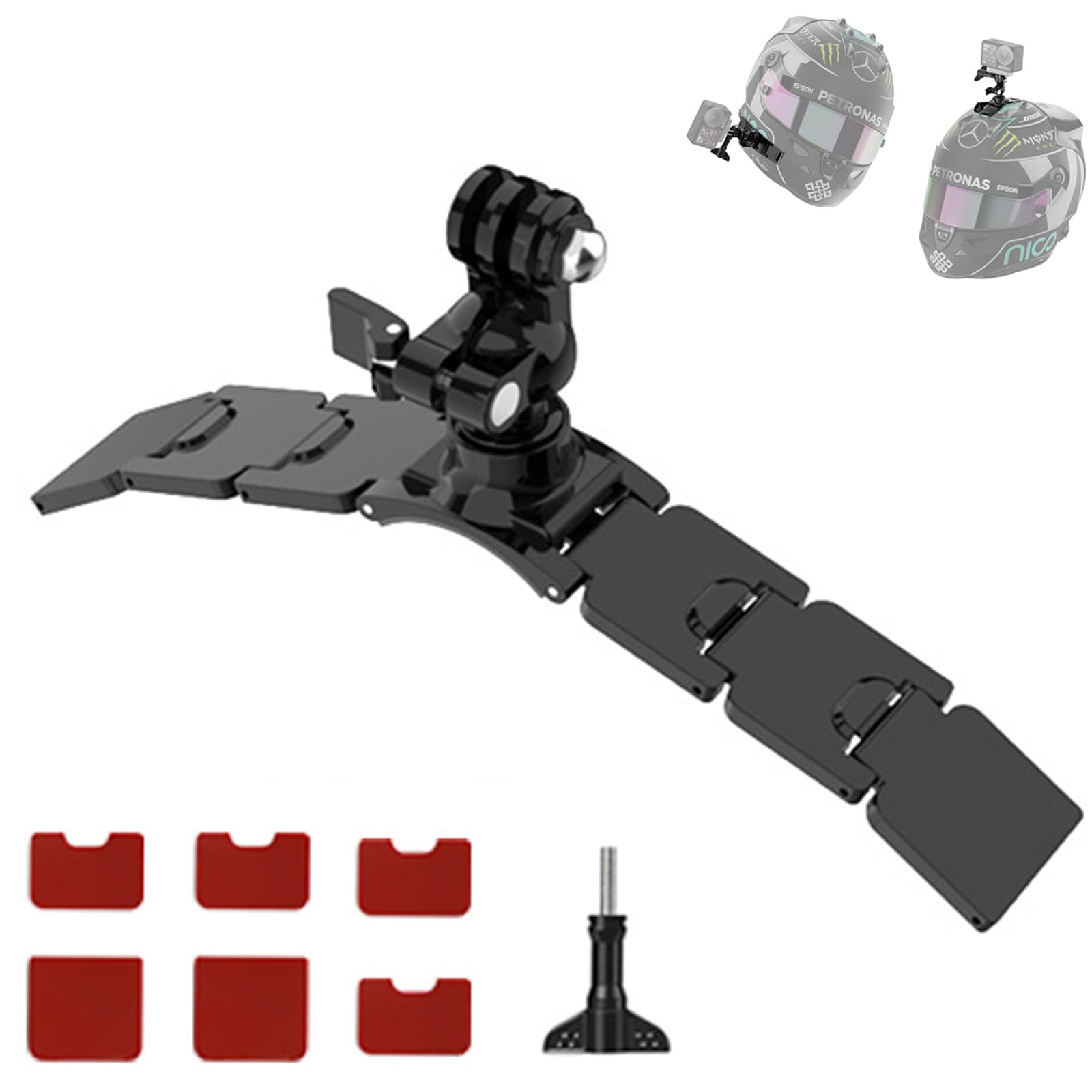 FLW418 Motorcycle Helmet Chin Mount Kits With Bracket Compatible with Gopro Hero 12,Dirt Bike Head Strap Clamp Holder, Quick Release Racing Cycling