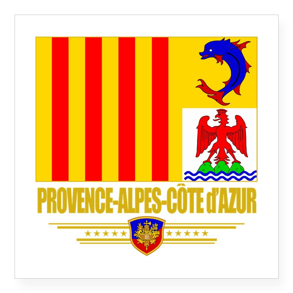 CafePress Provence Alpes Cote (Flag 10) Square Sticker 3 Square Bumper Sticker Car Decal, 3"x3" (Small) or 5"x5" (Large)