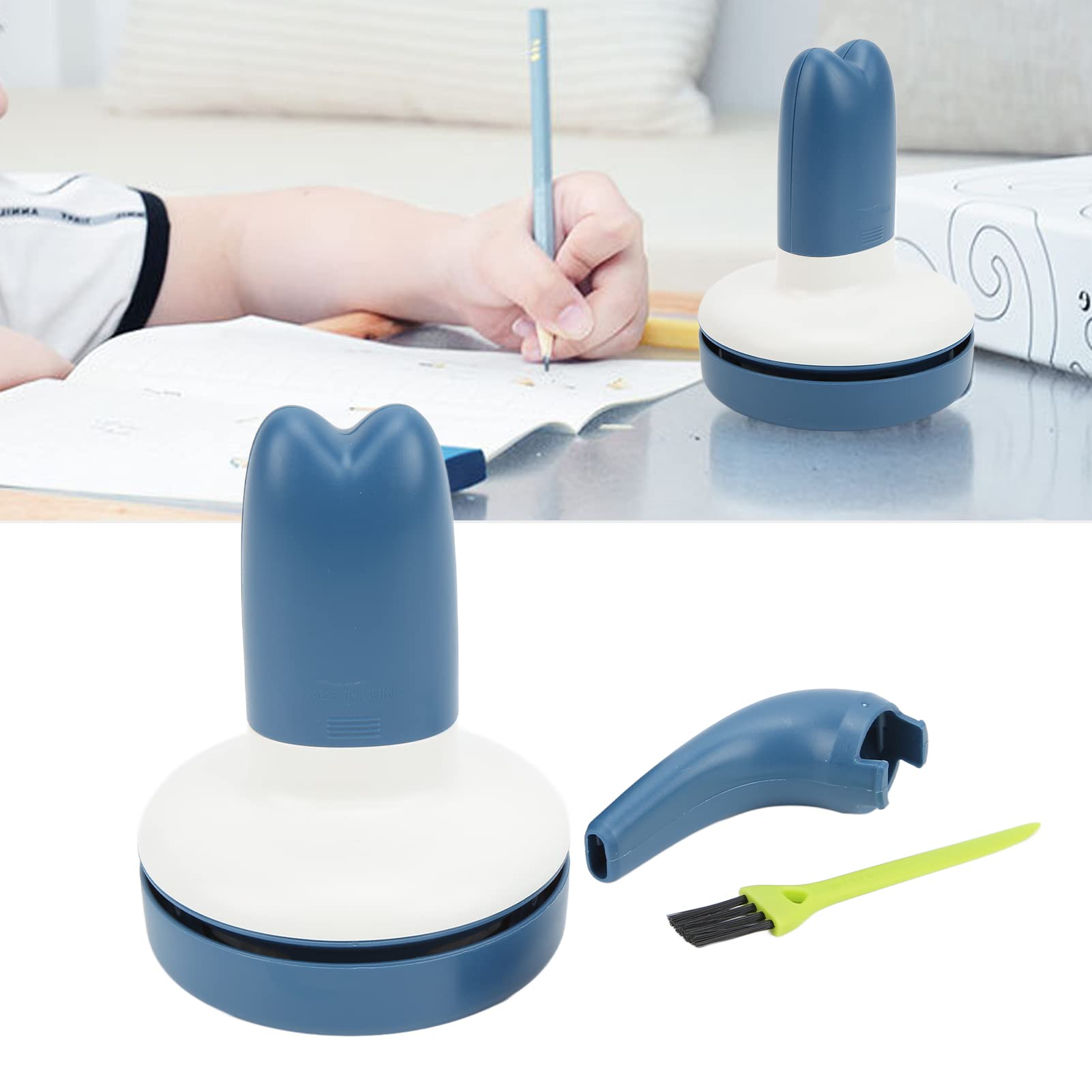 Leapiture Desktop Vacuum Cleaner Office Desk Vacuum Mini Handheld Portable Office Table Dust Eraser Confetti Sweeper for Office Table (Blue)