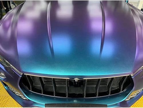 Miniatura 5 de XhuangTech Lámina adhesiva de vinilo metálico matebrillante camaleón para carrocería de automóvil, lámina de liberación de burbujas de aire (azul