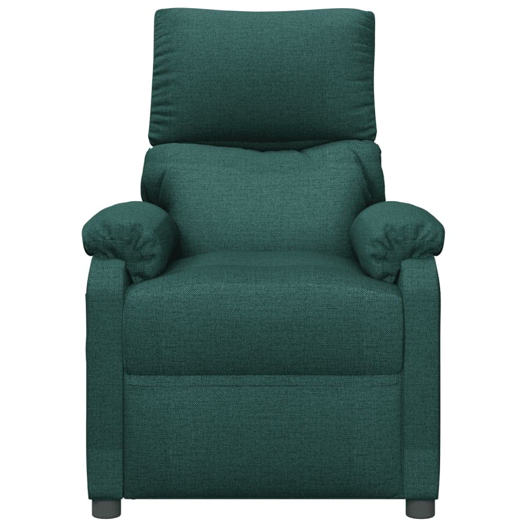Fauteuil Relax inclinable électrique Vert foncé Tissu siège avec télécommande Moteur Massage réglable pour Salon Chambre Senior Confort Ergonomique