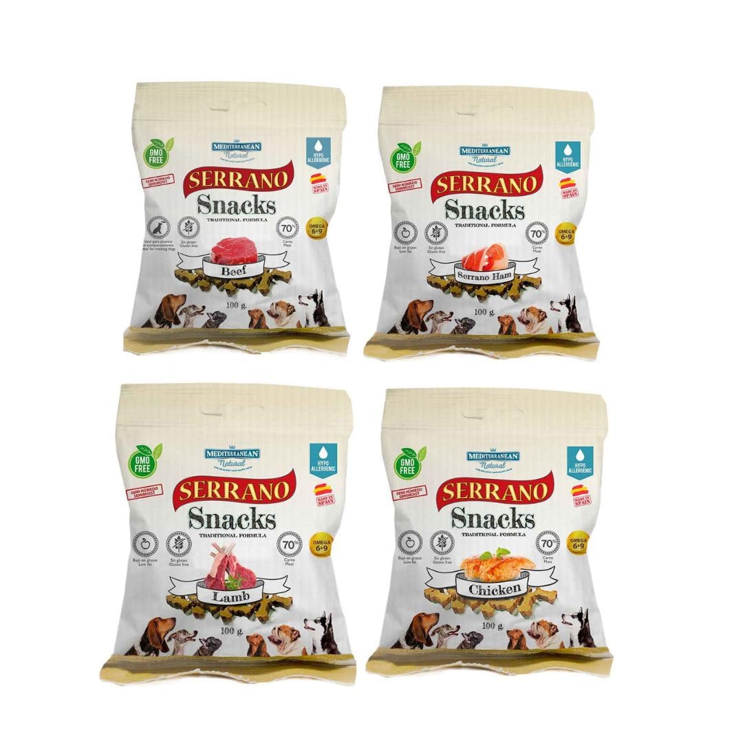 Mediterranean Natural Serrano Snacks per Cani 24X100 GR Mix (Mediterraneo)