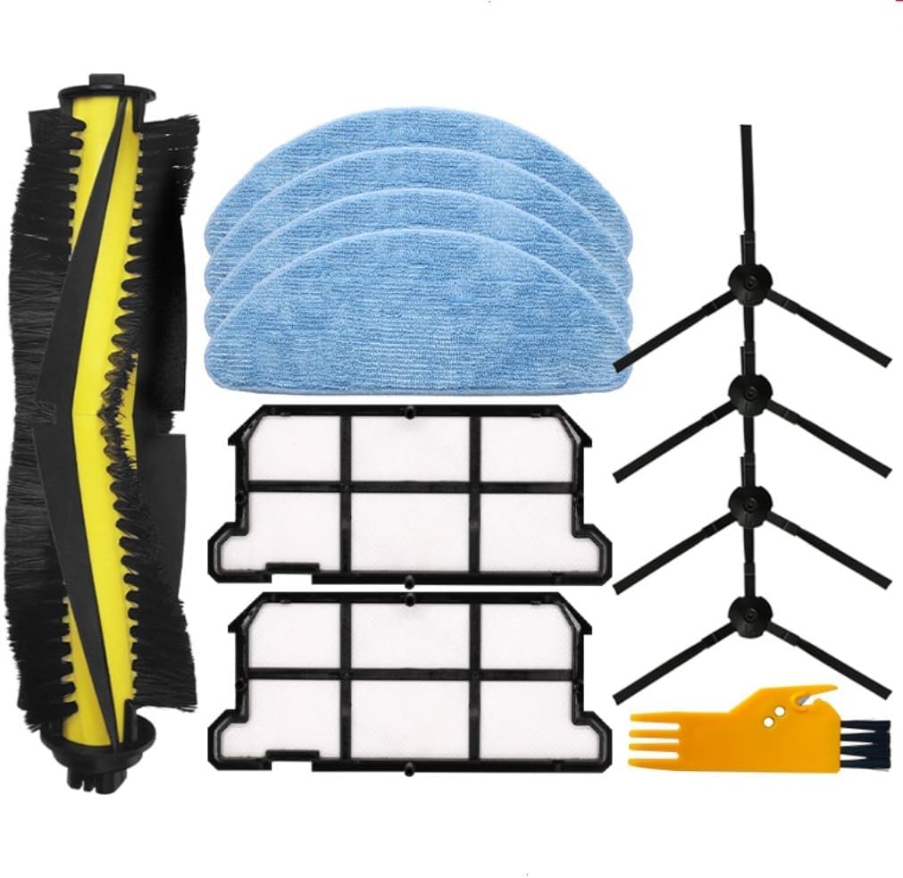 Replacement Main Brush Side Brush Strainer Filter Mop Cloth Compatible with ILife V7 / V7s / V7s Pro V7s Plus Robot Vacuum Cleaner Accessory (SET 1)