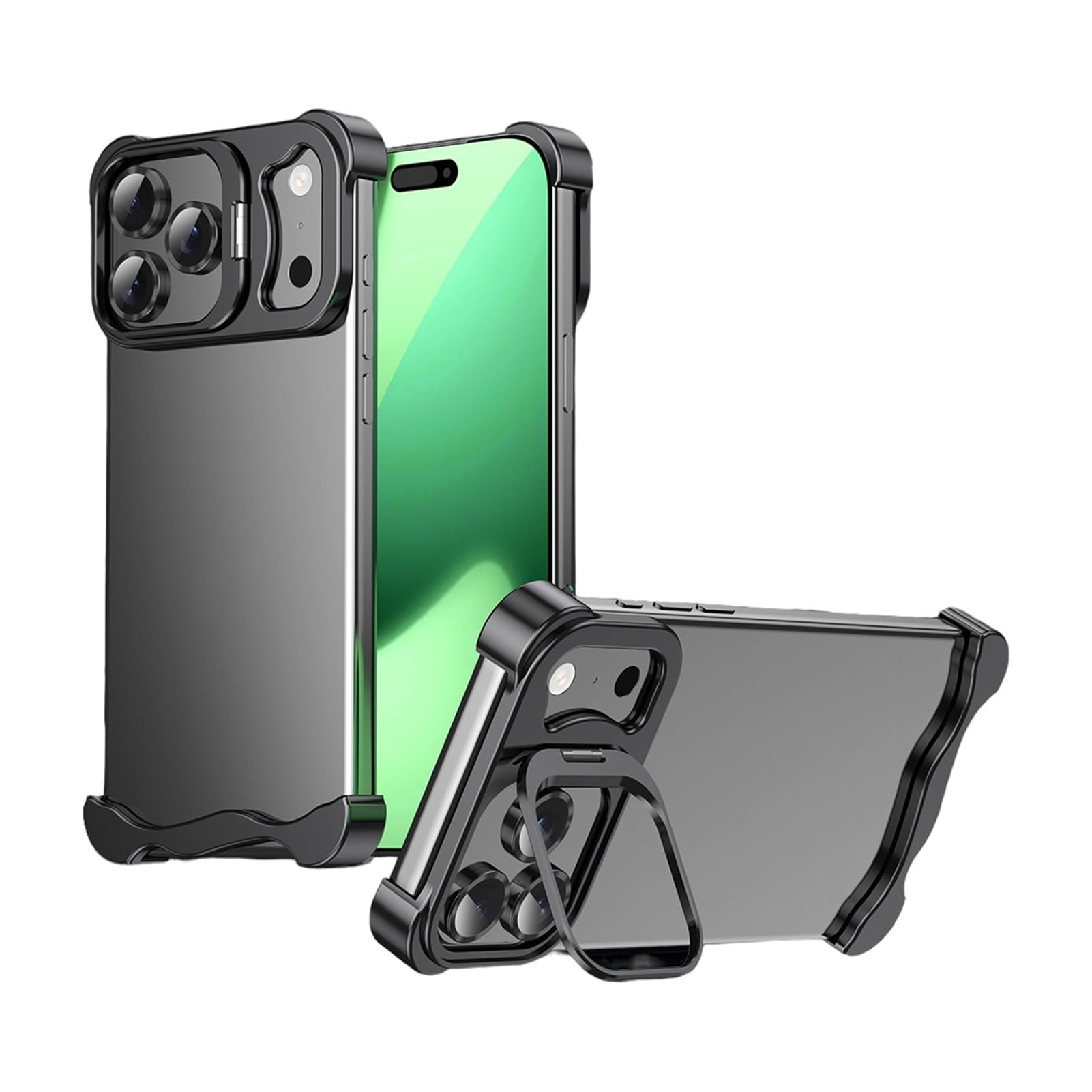 Coque de protection pour iPhone 17/17 Air/17 Pro Max, boîtier en métal avec protection des bords surélevée, cadre en aluminium, pare-chocs en métal avec pare-chocs intérieur souple (gris, pour iPhone
