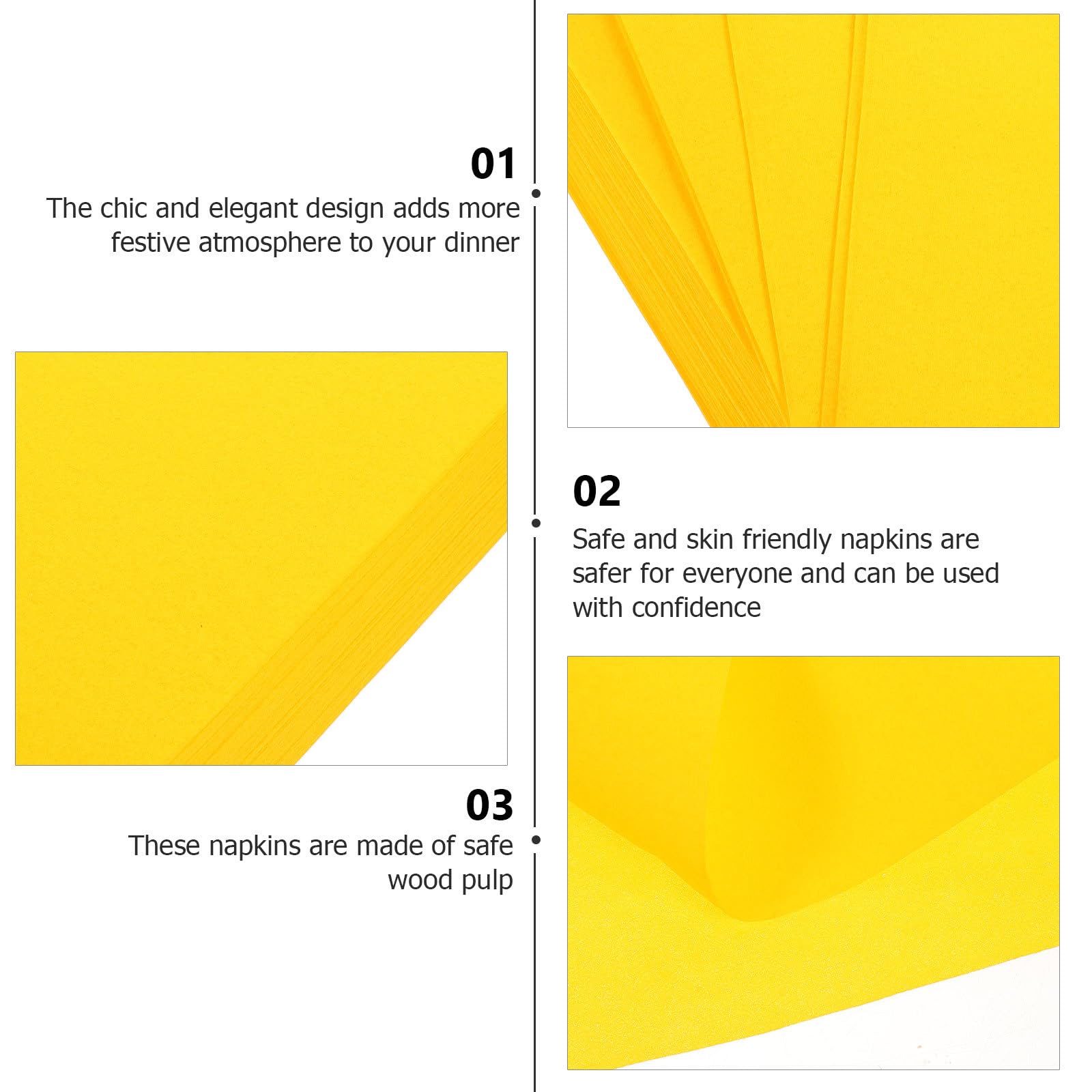 Lot de 50 Serviettes en Papier Épaisses Jaunes Anti-poussière, Serviettes Jetables Décoratives pour Fêtes, Réceptions de Mariage et Dîners, Accessoires de Table à Usage Unique