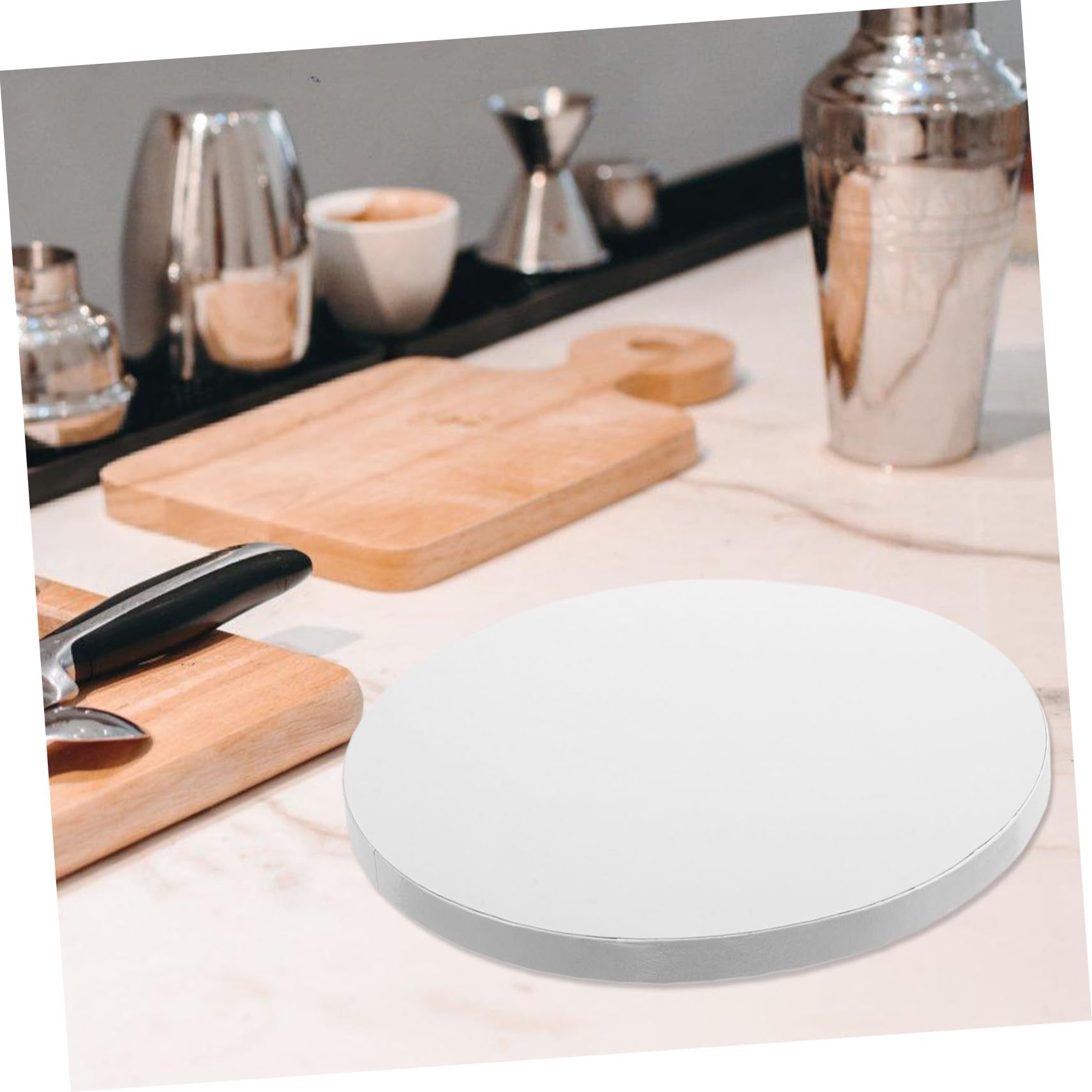 SOIMISS Plateaux à Gâteau Ronds en Papier 5 Pièces, Carton Ondulé Blanc