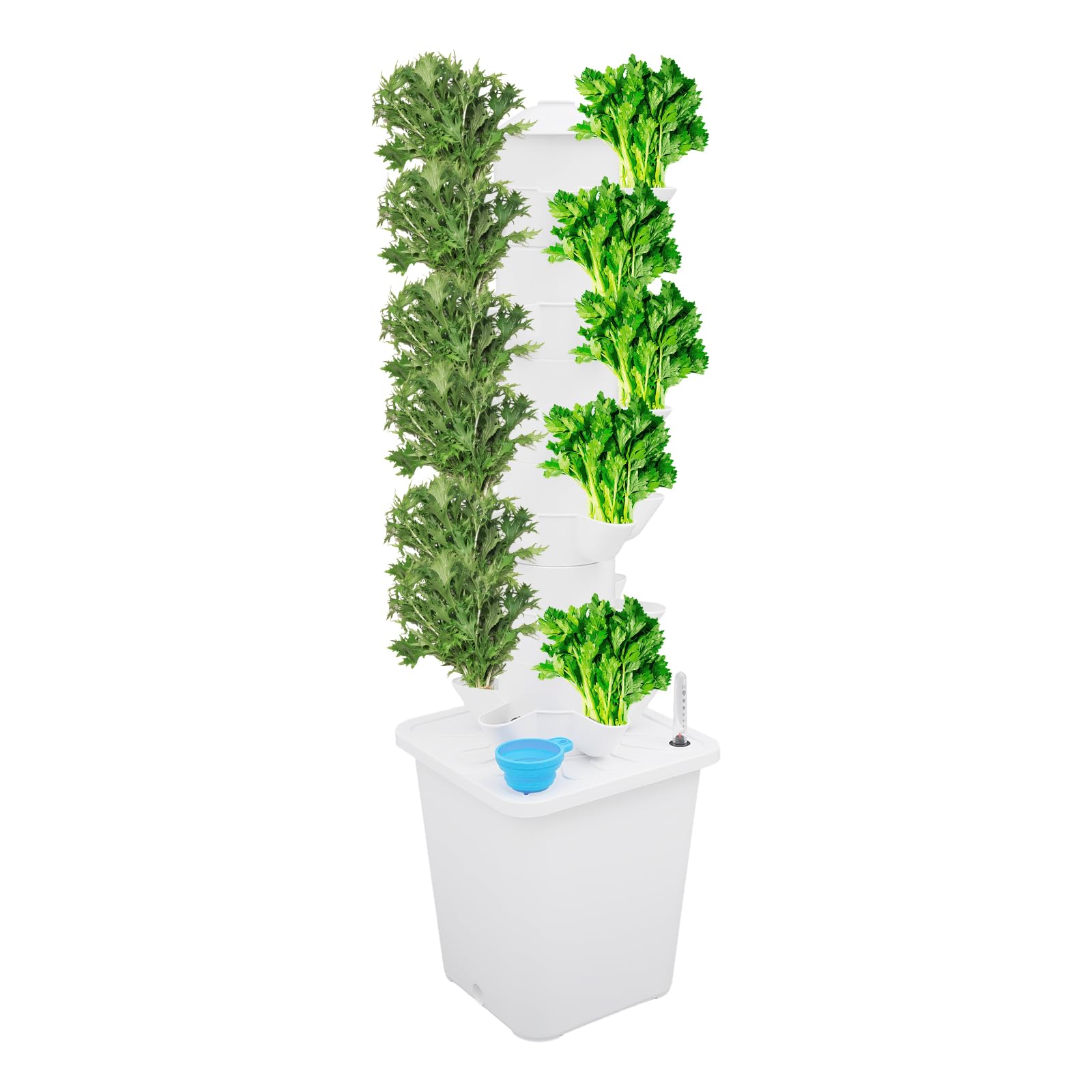 30 Löcher Hydroponic Tower, 6 Etagen Tower Growing System Kit, Hydroponisches Anbausystem mit Hydratationspumpe und Skala-Anweisungen, Garten Hydroponischer Turm mit 10L Wassertank für Obst/Gemüse