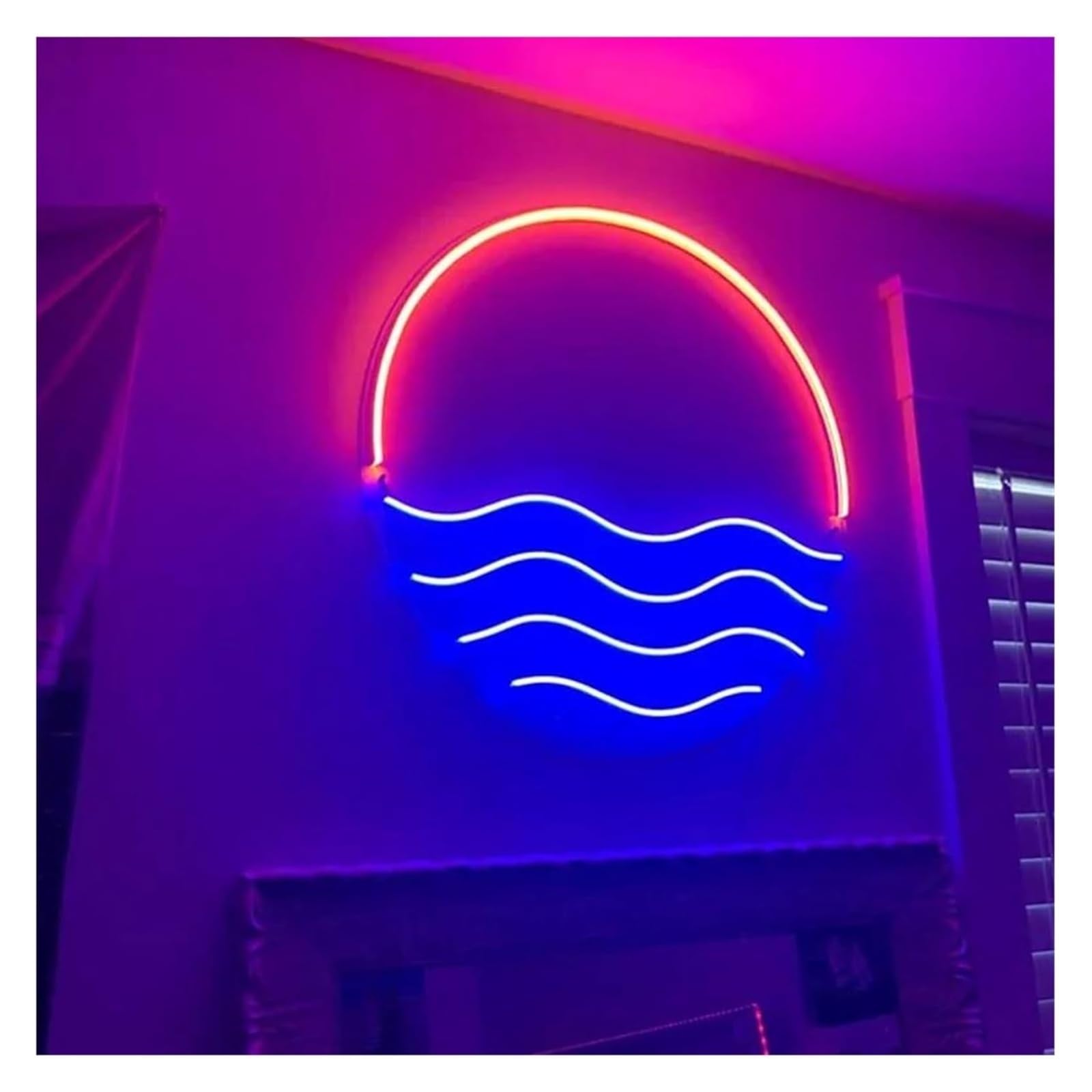 Lampada da parete estetica al neon tramonto, decorazione artistica per interni, camera letto, feste, multiuso 40cmx40cm(B)
