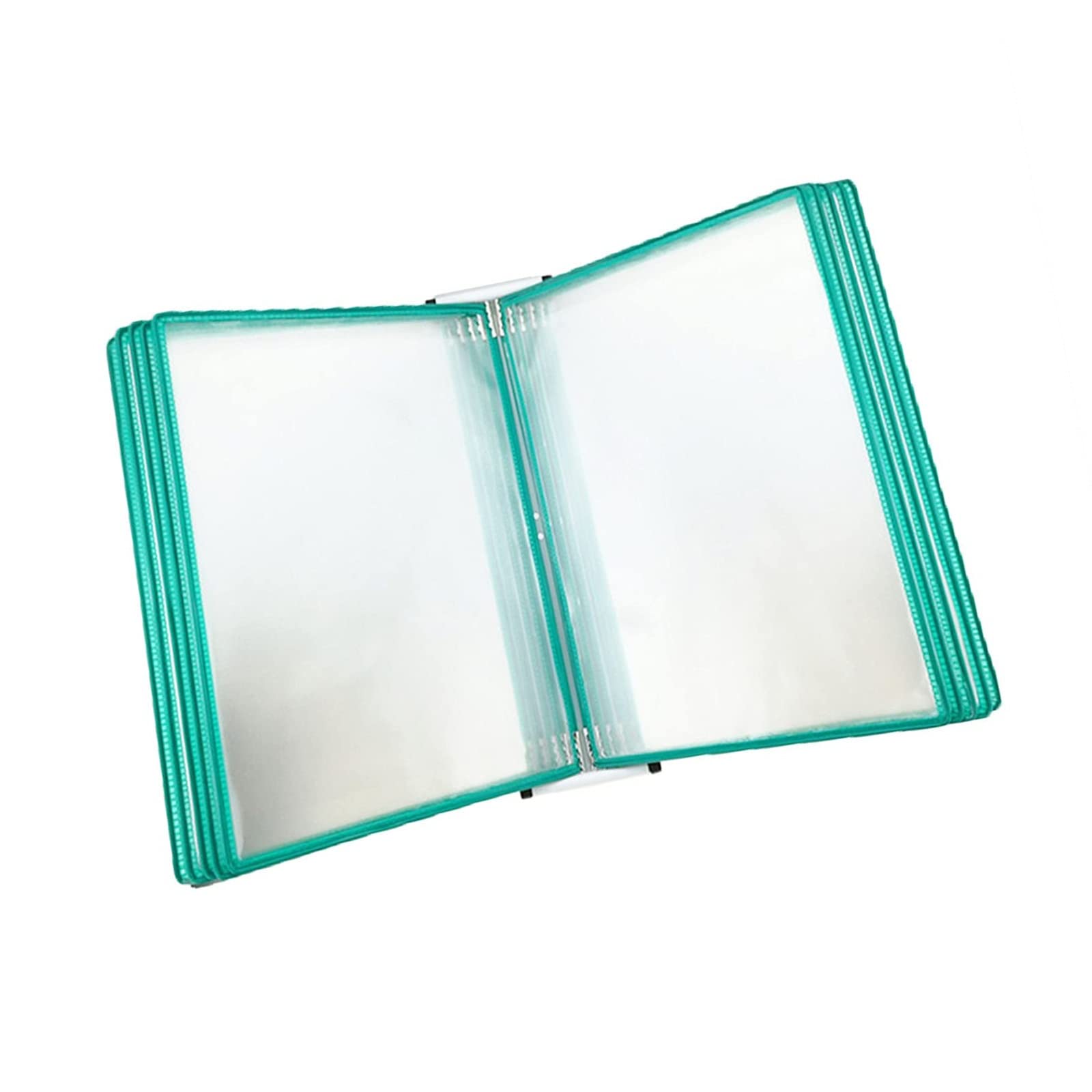 Naścienny plakat z klapką z 10 dwustronnymi panelami, naścienny system odniesienia do dokumentów w formacie A4, różne kolory, PCW, zielony